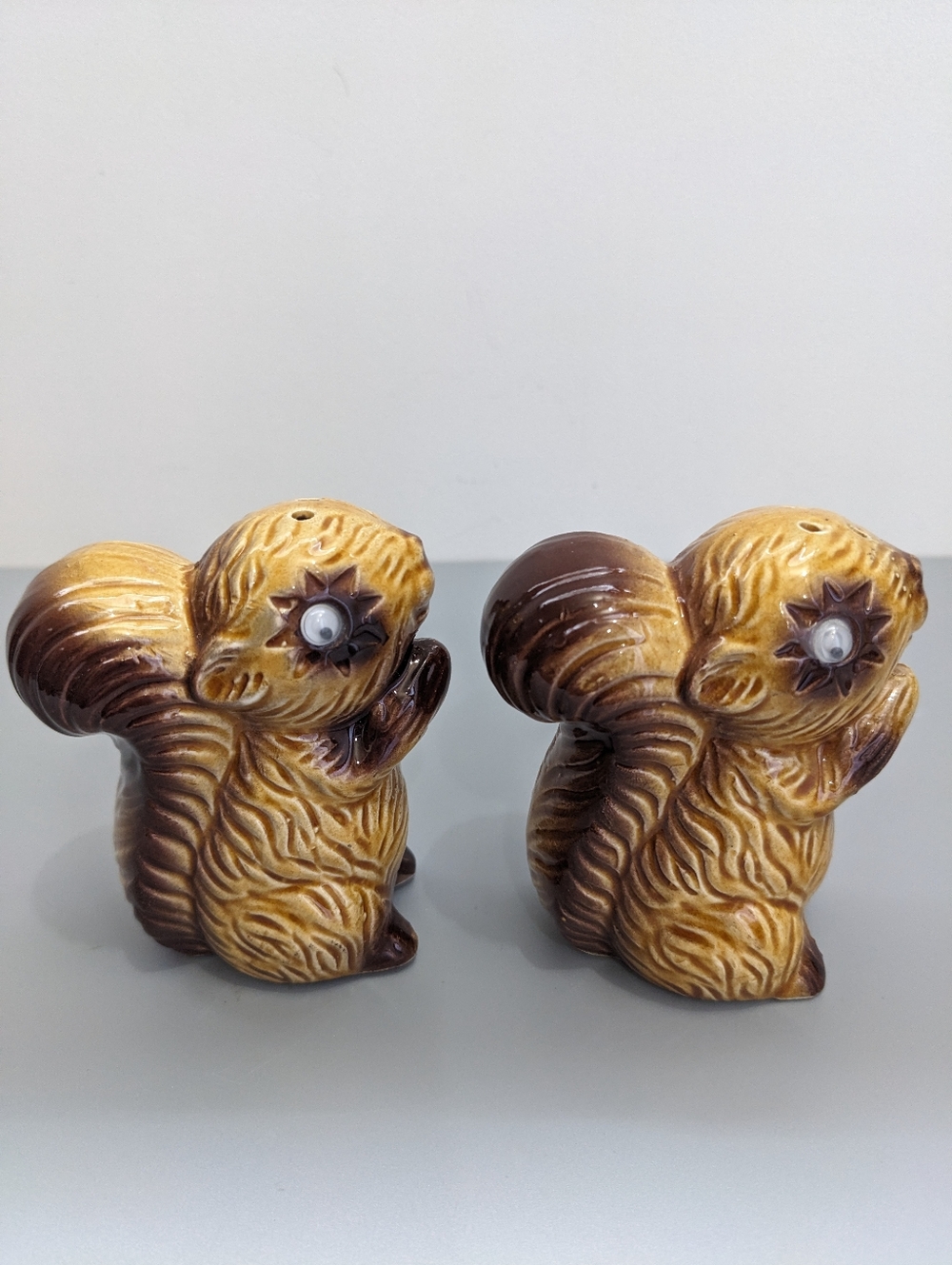 Japan Anthropomorphic Googly Eye Squirrel Salt And Pepper Shakers Vintage 1970s